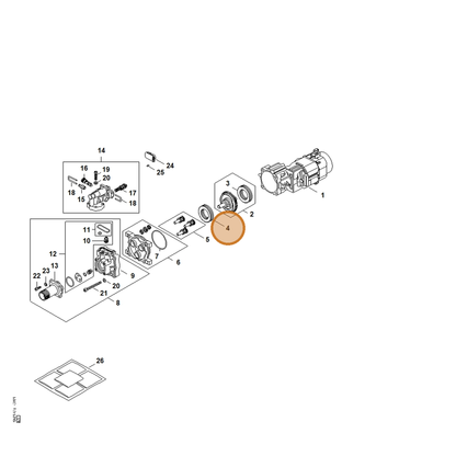 STIHL part RE02-640-5101 — IPL diagram snippet (6x zoom, amber highlight)