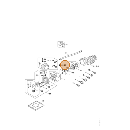 STIHL part RE02-670-3617 — IPL diagram snippet (6x zoom, amber highlight)