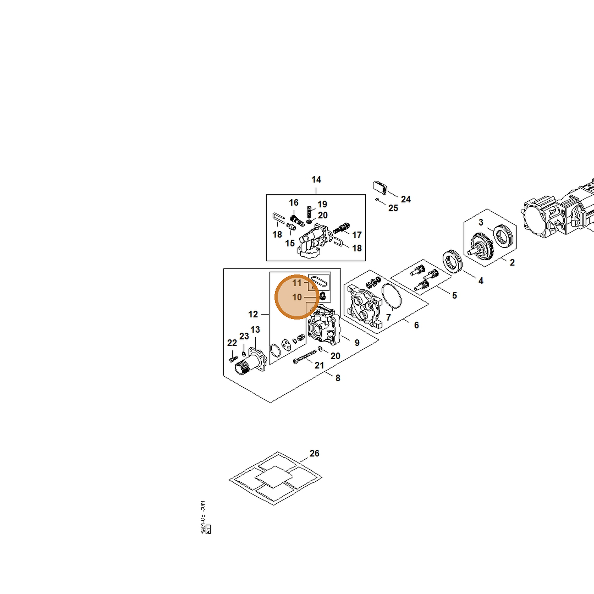 STIHL part RE02-700-6210 — IPL diagram snippet (6x zoom, amber highlight)