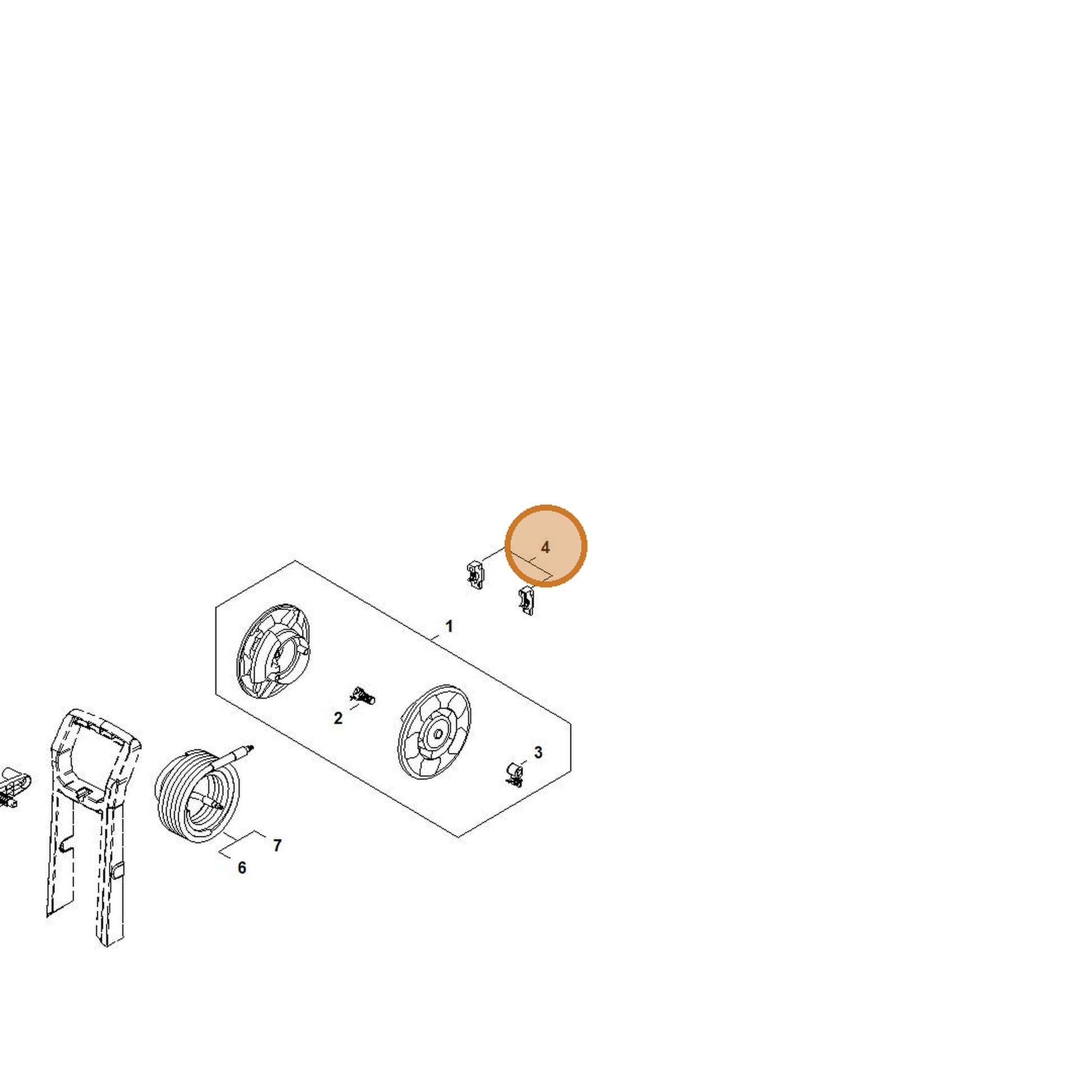 STIHL part RE02-700-8910 — IPL diagram snippet (6x zoom, amber highlight)