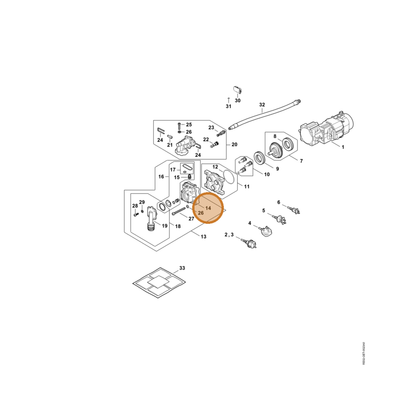 STIHL part RE02-701-1200 — IPL diagram snippet (6x zoom, amber highlight)