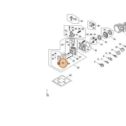 STIHL part RE02-701-6500 — IPL diagram snippet (6x zoom, amber highlight)