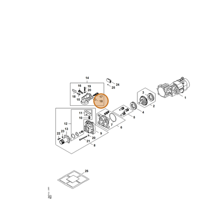 STIHL part RE02-710-6610 — IPL diagram snippet (6x zoom, amber highlight)