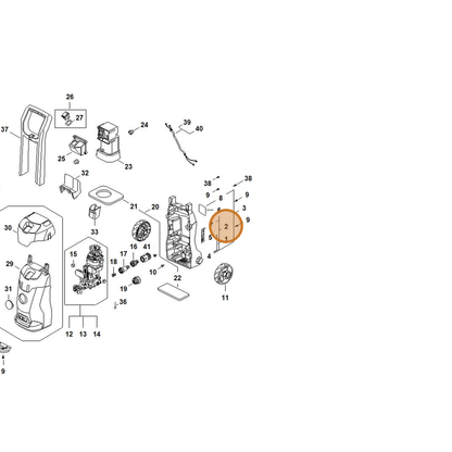 STIHL part RE02-790-5121 — IPL diagram snippet (6x zoom, amber highlight)