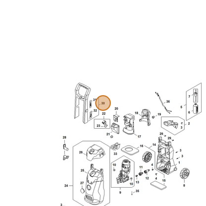 STIHL part RE02-790-5611 — IPL diagram snippet (6x zoom, amber highlight)