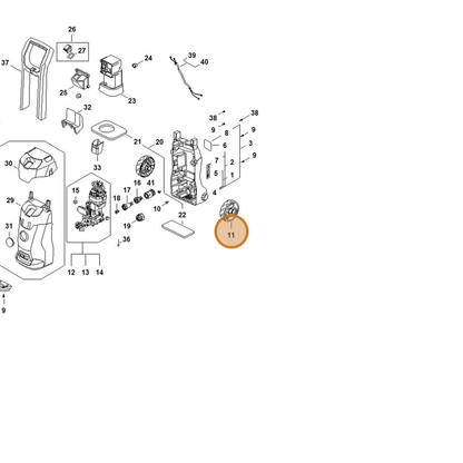 STIHL part RE02-790-5710 — IPL diagram snippet (6x zoom, amber highlight)