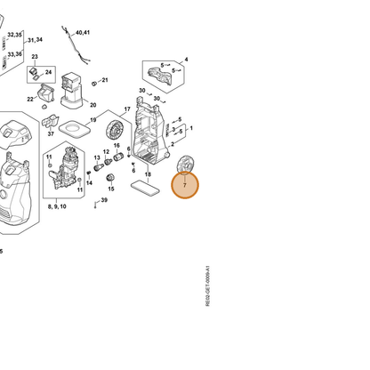 STIHL part RE02-790-5711 — IPL diagram snippet (6x zoom, amber highlight)