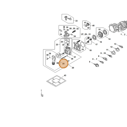 STIHL part RE02-790-7110 — IPL diagram snippet (6x zoom, amber highlight)