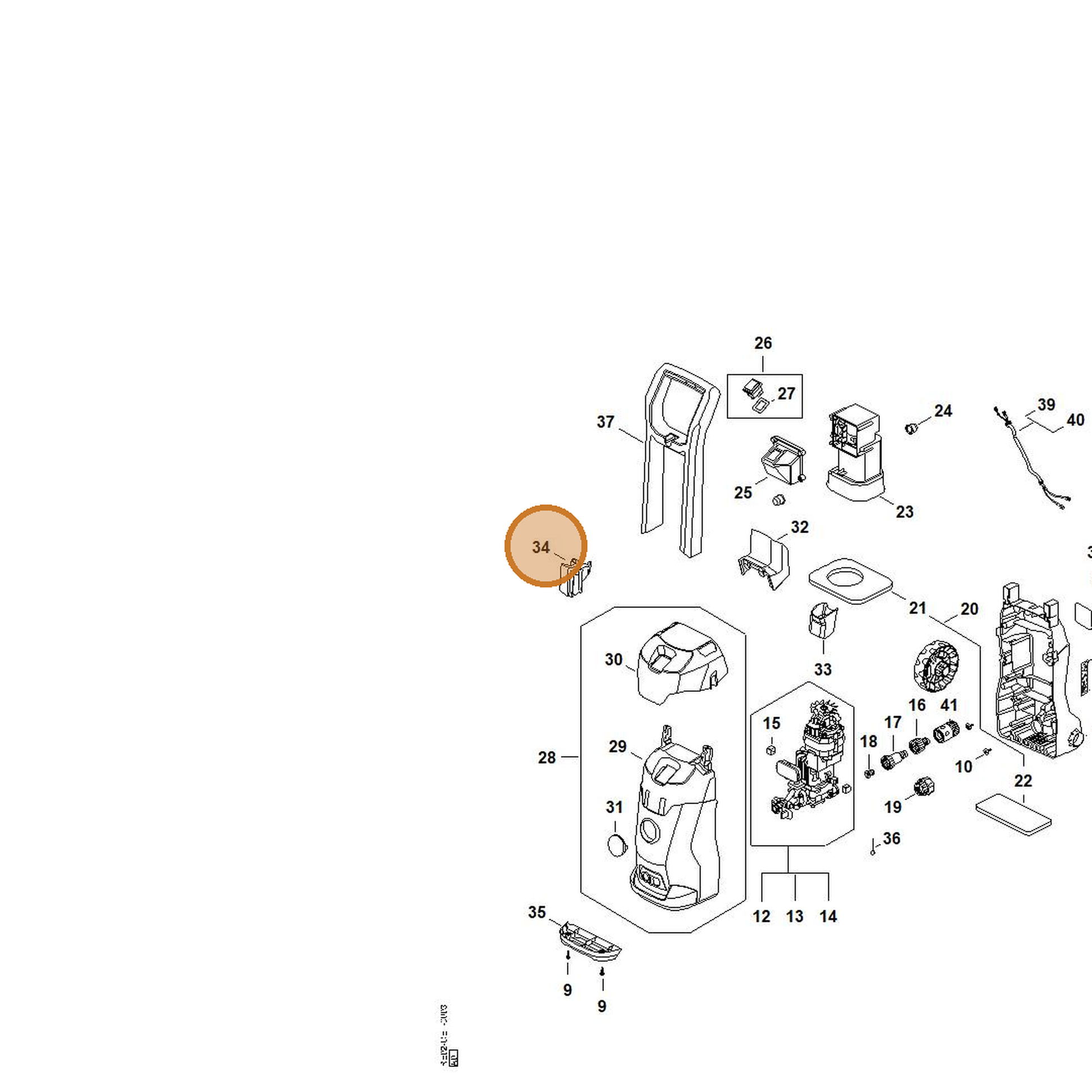 STIHL part RE02-791-5401 — IPL diagram snippet (6x zoom, amber highlight)