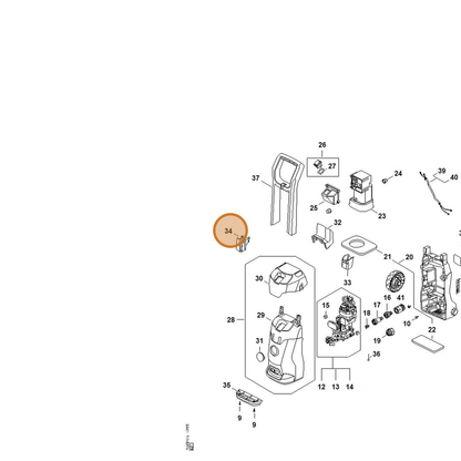 STIHL part RE02-791-5401 — IPL diagram snippet (6x zoom, amber highlight)