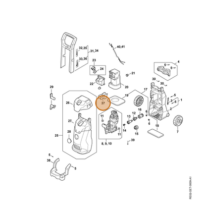 STIHL part RE02-791-5402 — IPL diagram snippet (6x zoom, amber highlight)