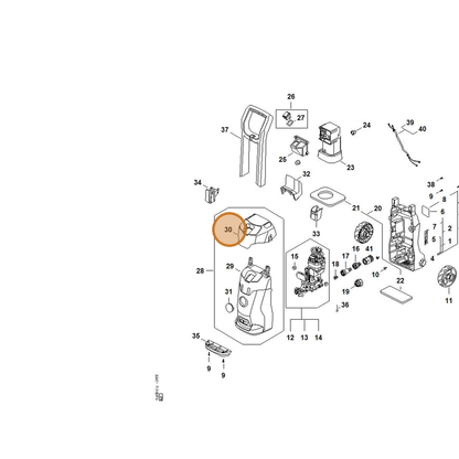 STIHL part RE02-791-7502 — IPL diagram snippet (6x zoom, amber highlight)