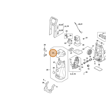 STIHL part RE02-791-7505 — IPL diagram snippet (6x zoom, amber highlight)
