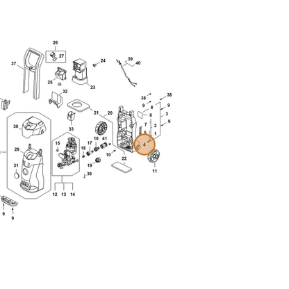STIHL part RE02-791-7508 — IPL diagram snippet (6x zoom, amber highlight)