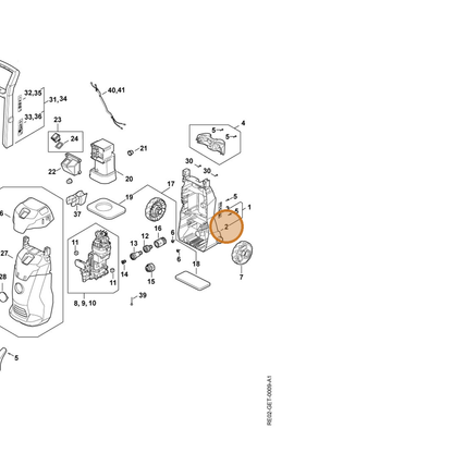 STIHL part RE02-791-7510 — IPL diagram snippet (6x zoom, amber highlight)