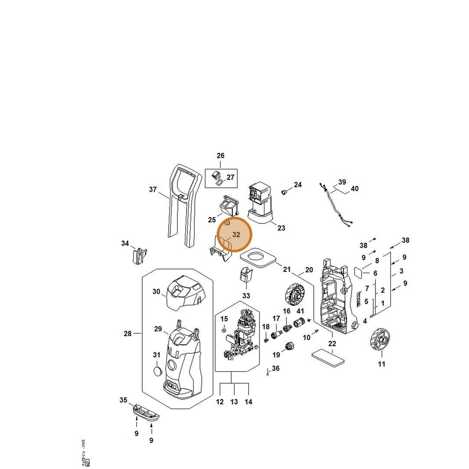 STIHL part RE02-792-6300 — IPL diagram snippet (6x zoom, amber highlight)