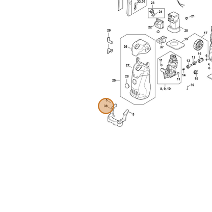 STIHL part RE02-798-1701 — IPL diagram snippet (6x zoom, amber highlight)