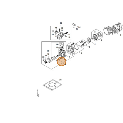 STIHL part RE02-951-3506 — IPL diagram snippet (6x zoom, amber highlight)