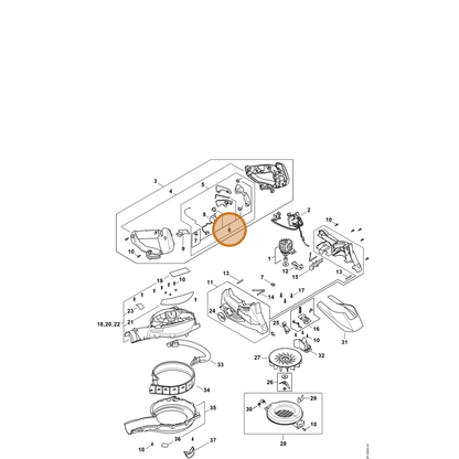 STIHL part SA02-007-1300 — IPL diagram snippet (6x zoom, amber highlight)