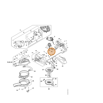 STIHL part SA02-404-0801 — IPL diagram snippet (6x zoom, amber highlight)