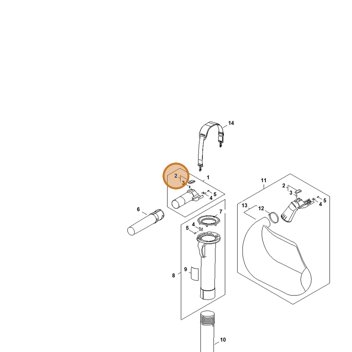 STIHL part SA02-430-3400 — IPL diagram snippet (6x zoom, amber highlight)