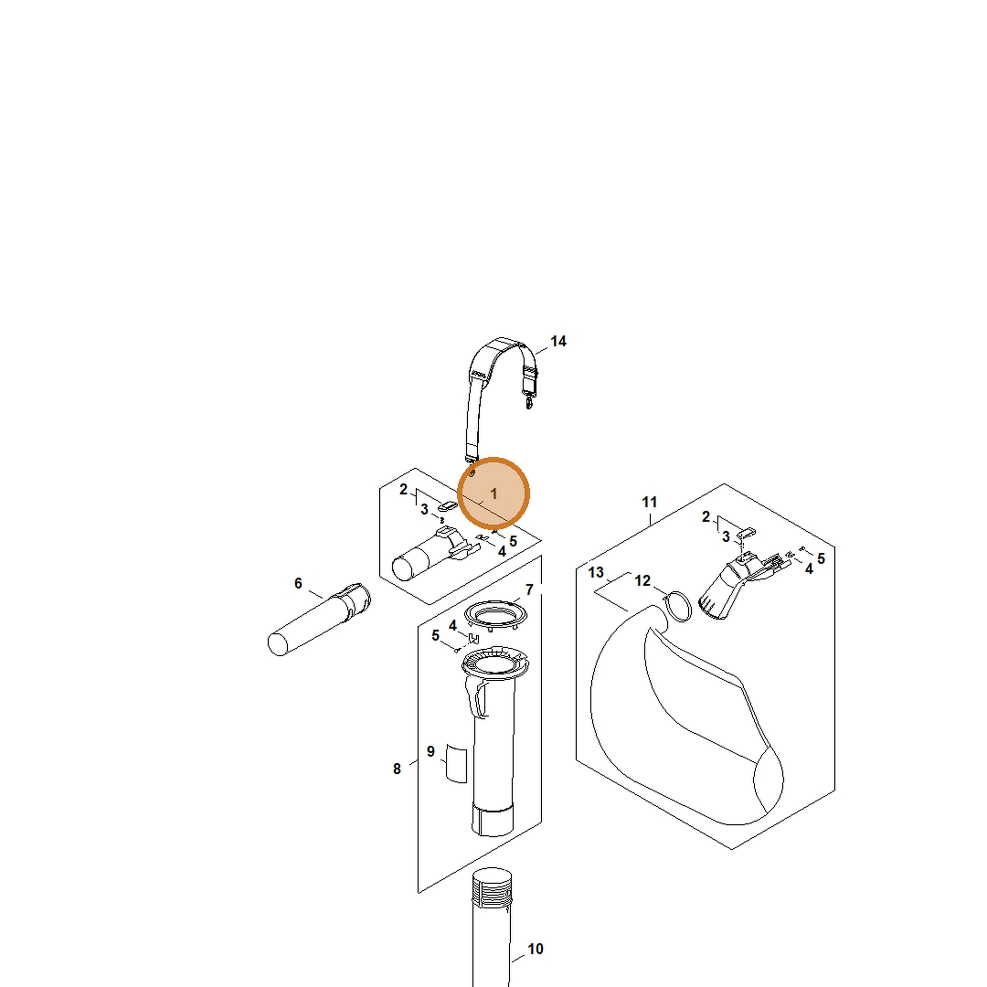 STIHL part SA02-700-1801 — IPL diagram snippet (6x zoom, amber highlight)