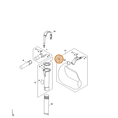 STIHL part SA02-700-9703 — IPL diagram snippet (6x zoom, amber highlight)