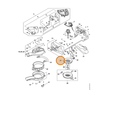 STIHL part SA02-704-3400 — IPL diagram snippet (6x zoom, amber highlight)