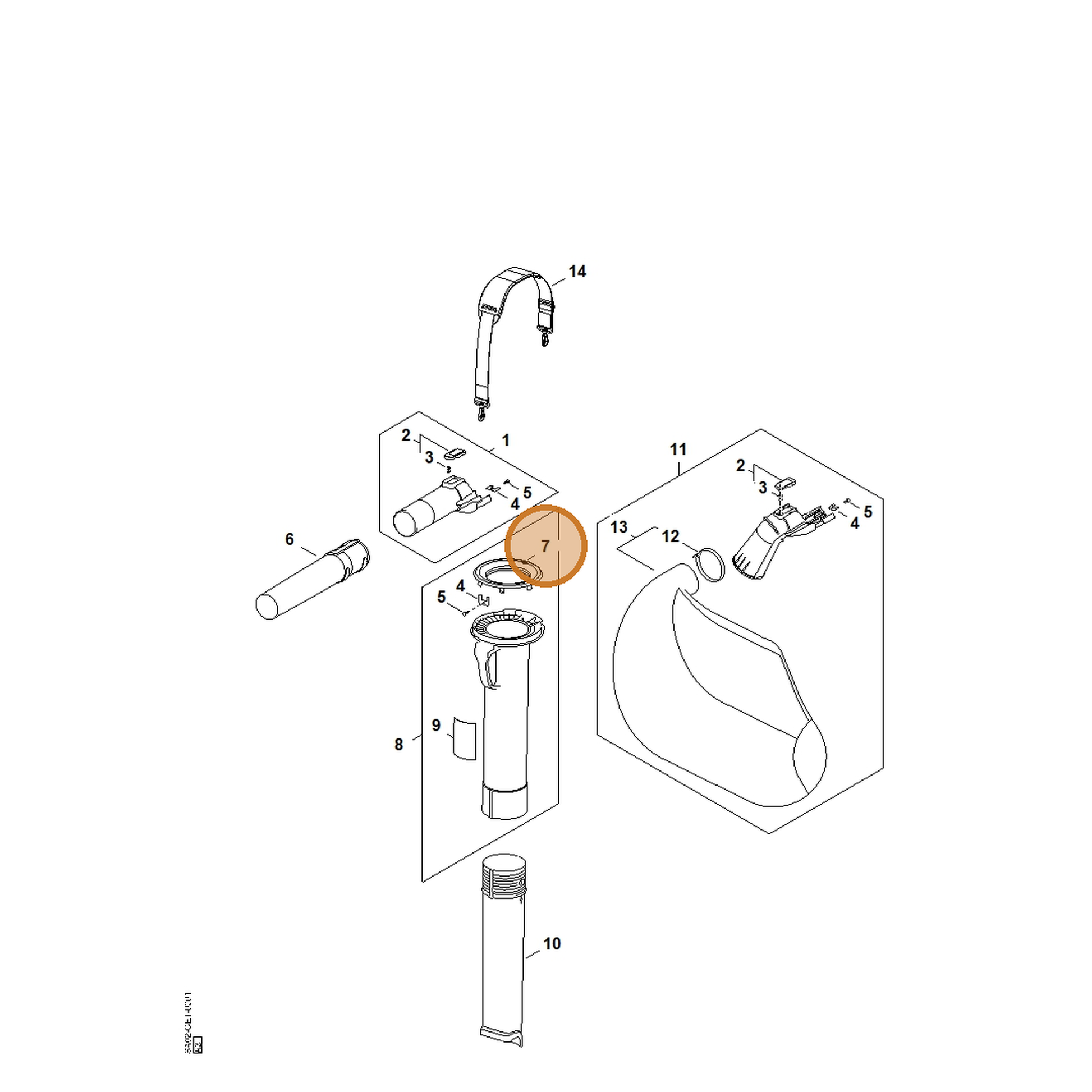 STIHL part SA02-706-0700 — IPL diagram snippet (6x zoom, amber highlight)