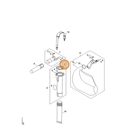STIHL part SA02-706-0700 — IPL diagram snippet (6x zoom, amber highlight)