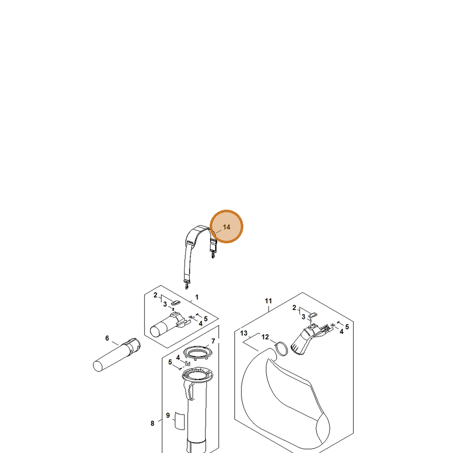 STIHL part SA02-710-9000 — IPL diagram snippet (6x zoom, amber highlight)