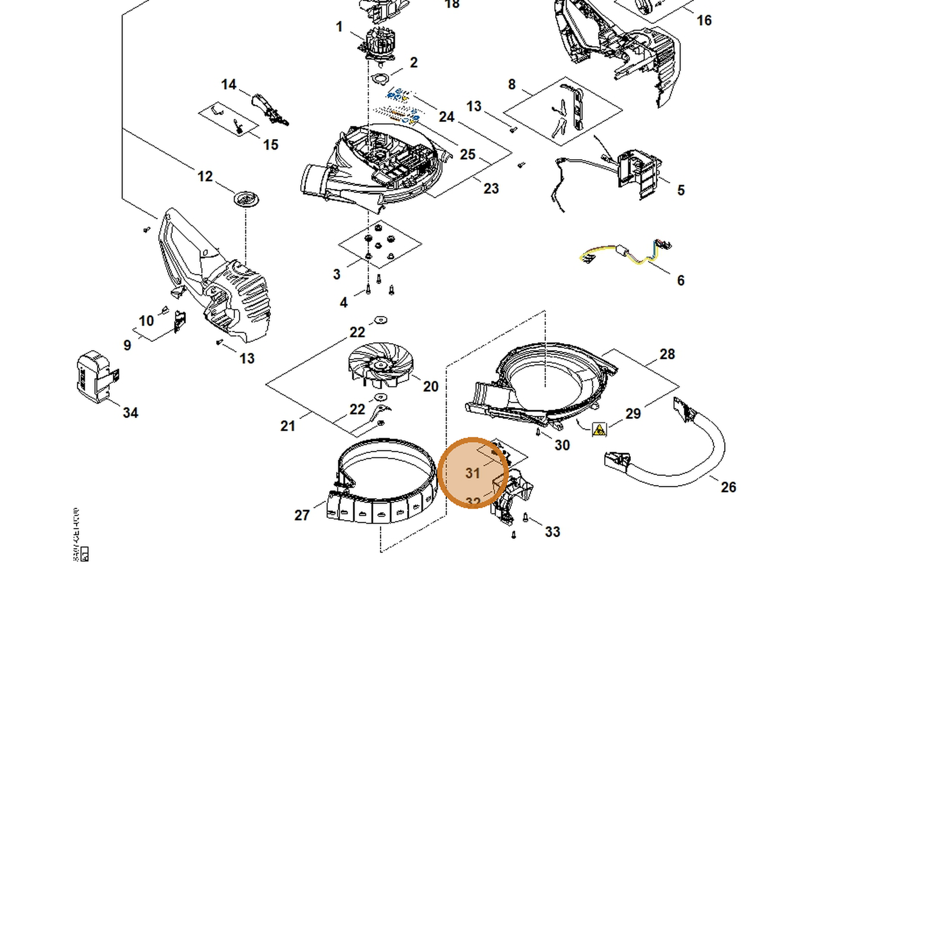 STIHL part SA07-400-2000 — IPL diagram snippet (6x zoom, amber highlight)