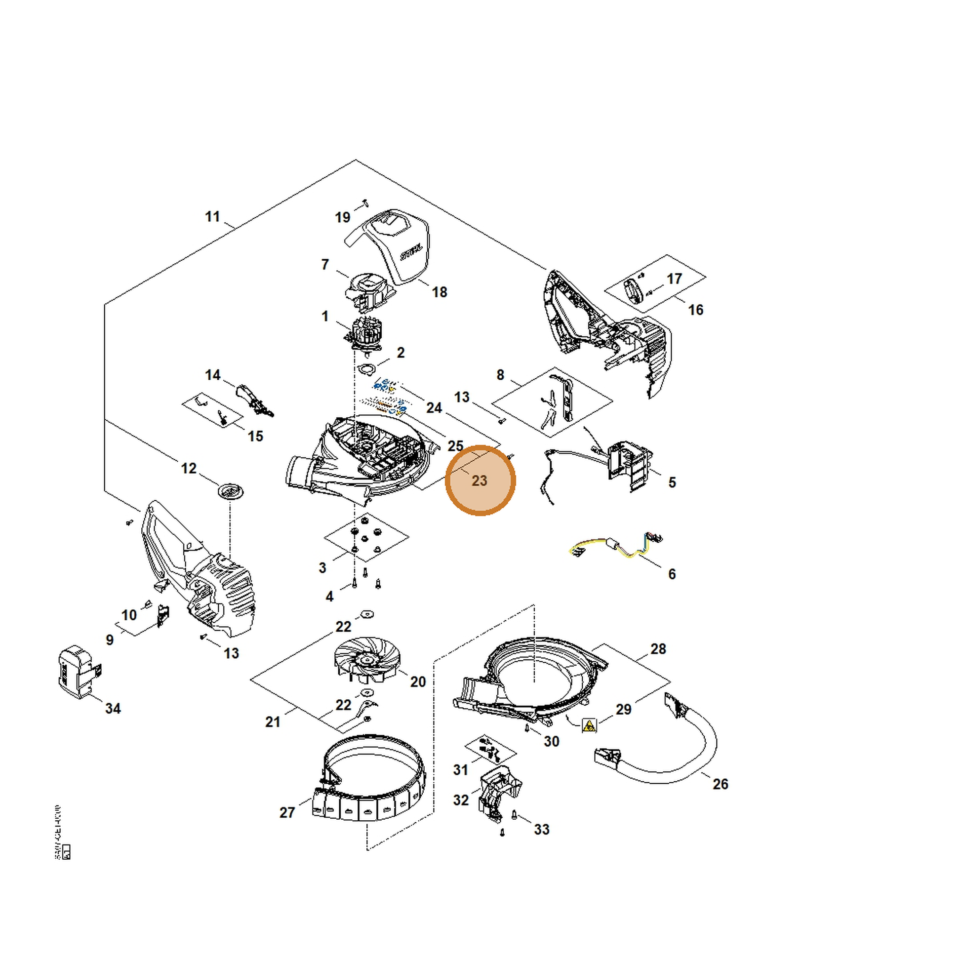 STIHL part SA07-700-4101 — IPL diagram snippet (6x zoom, amber highlight)