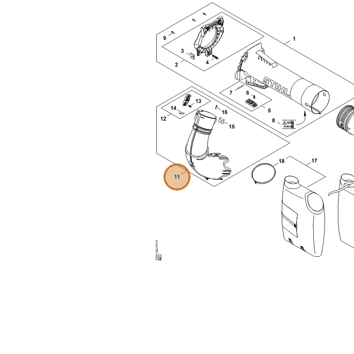 STIHL part SA07-700-6900 — IPL diagram snippet (6x zoom, amber highlight)
