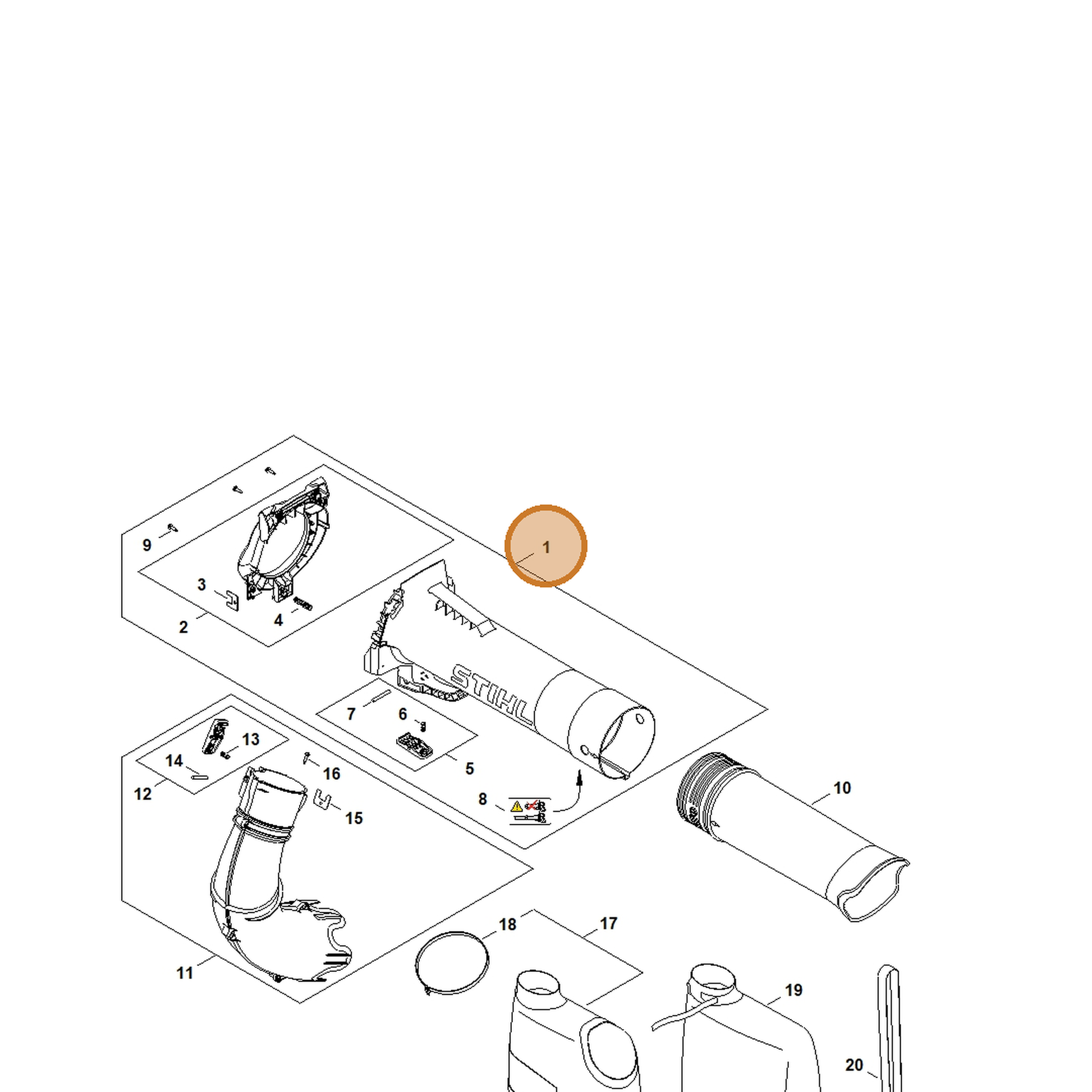 STIHL part SA07-760-3501 — IPL diagram snippet (6x zoom, amber highlight)