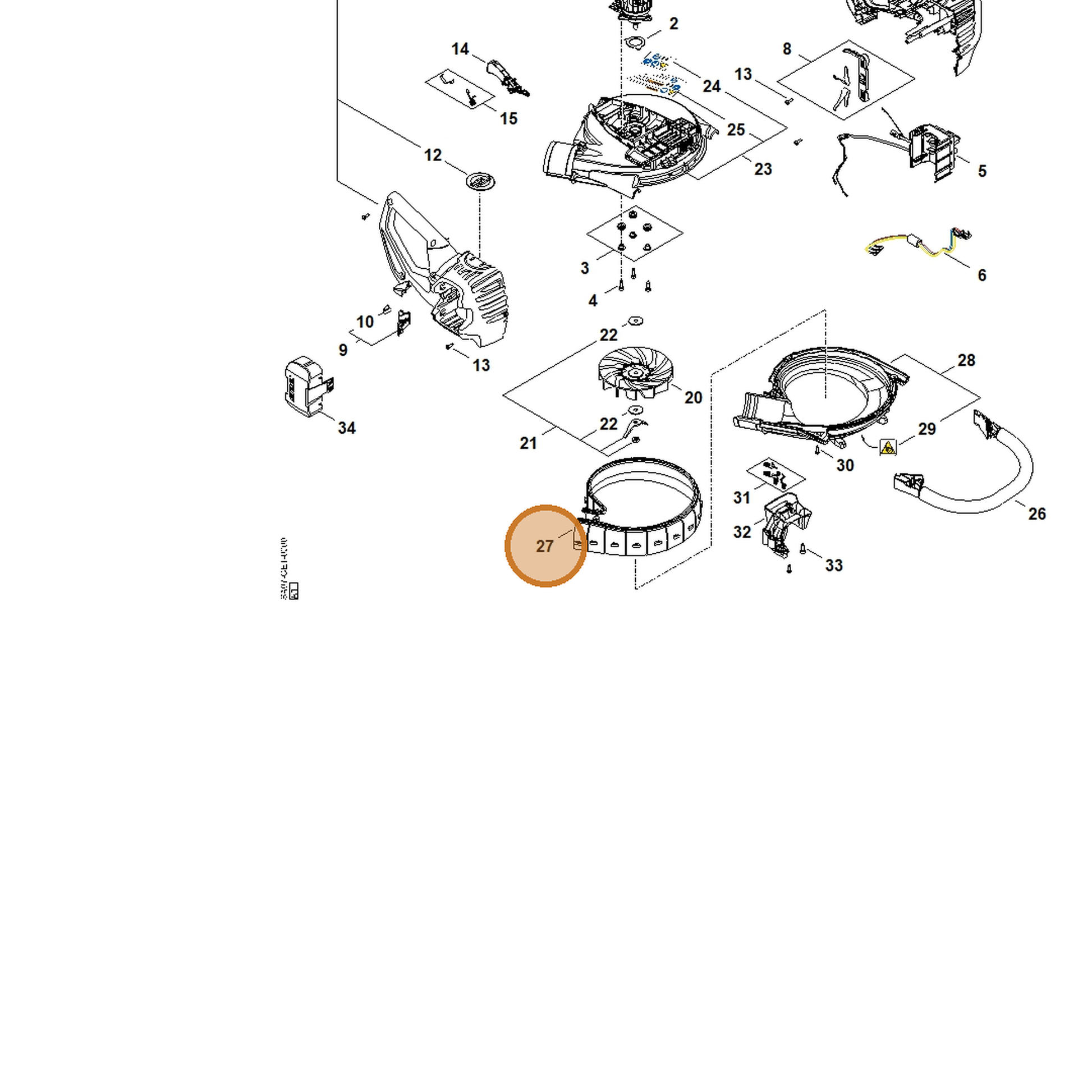 STIHL part SA07-761-1500 — IPL diagram snippet (6x zoom, amber highlight)