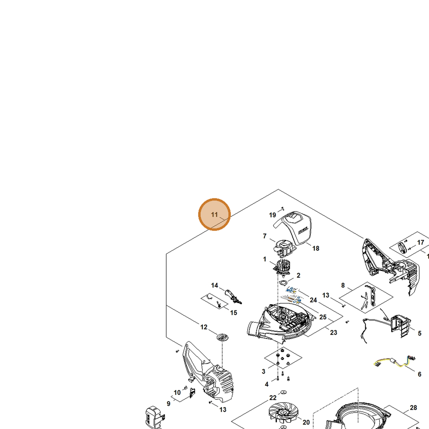STIHL part SA07-790-1000 — IPL diagram snippet (6x zoom, amber highlight)