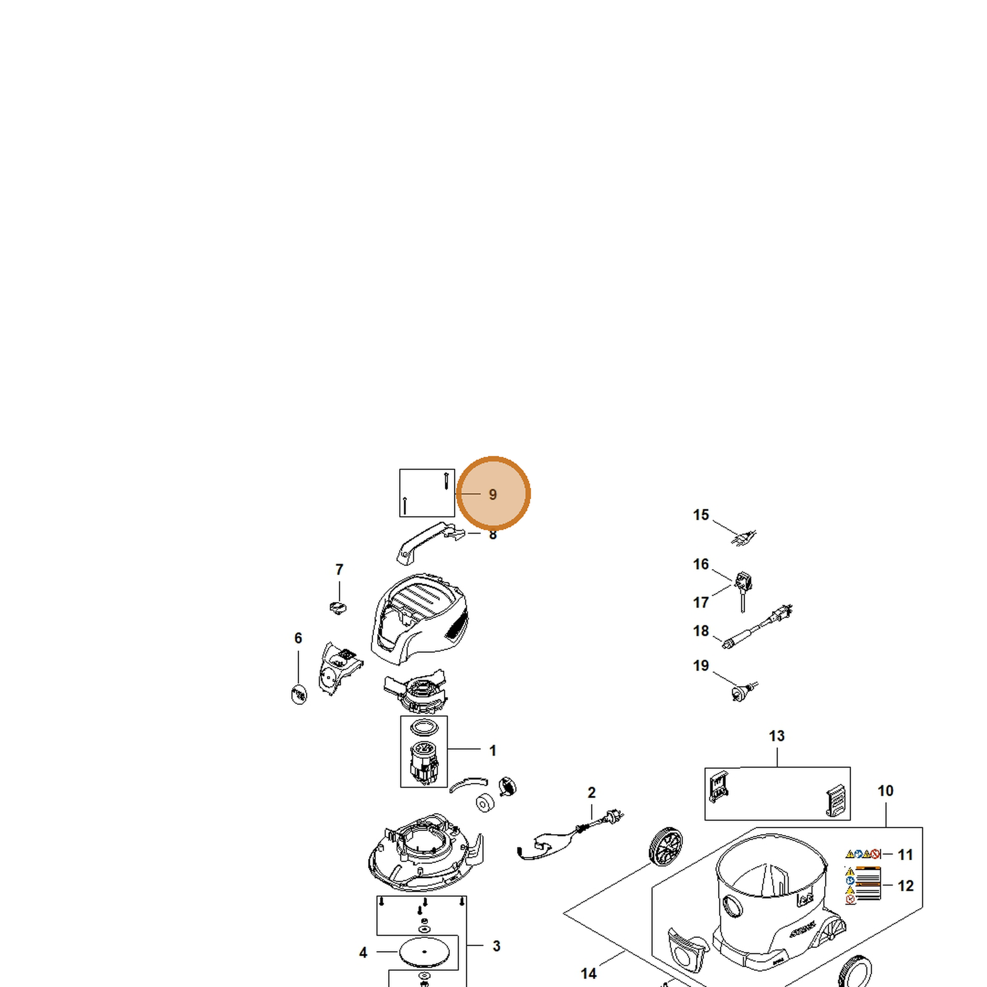 STIHL part SE01-007-1000 — IPL diagram snippet (6x zoom, amber highlight)