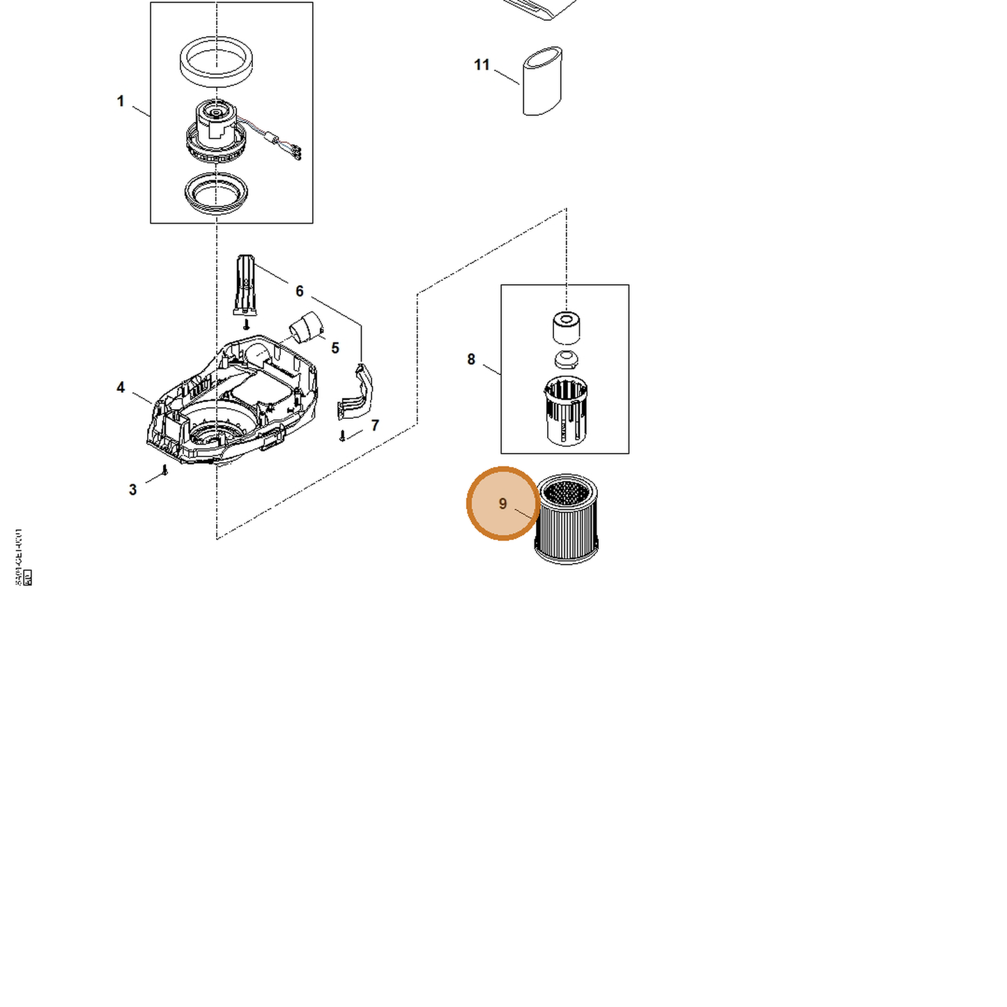 STIHL part SE01-703-5900 — IPL diagram snippet (6x zoom, amber highlight)