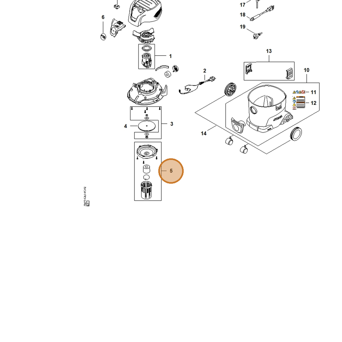 STIHL part SE01-760-7900 — IPL diagram snippet (6x zoom, amber highlight)