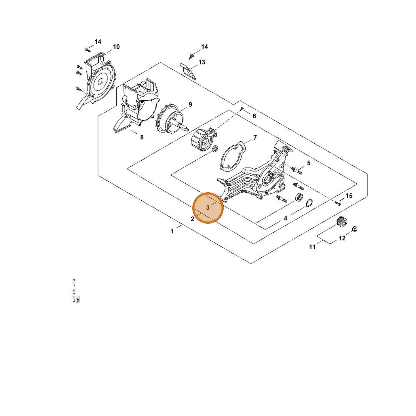 STIHL part TA02-007-1000 — IPL diagram snippet (6x zoom, amber highlight)