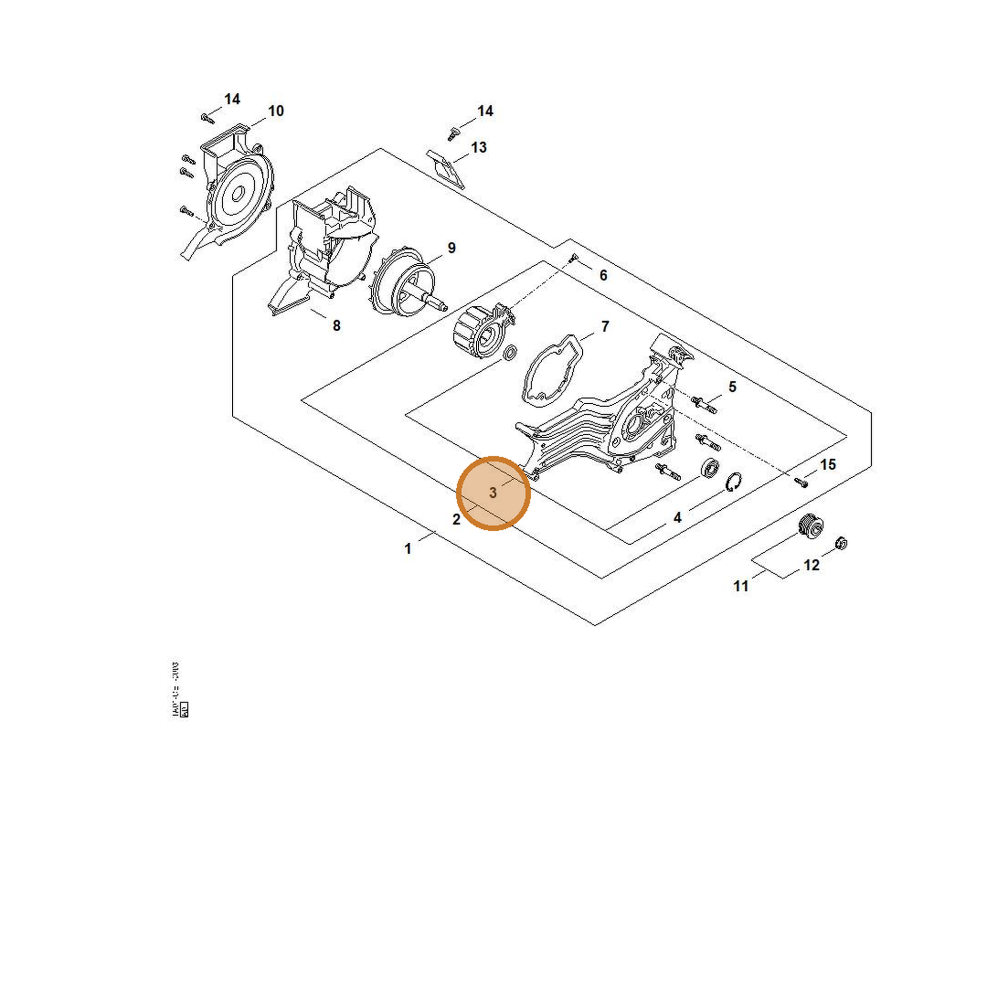 STIHL part TA02-007-1000 — IPL diagram snippet (6x zoom, amber highlight)