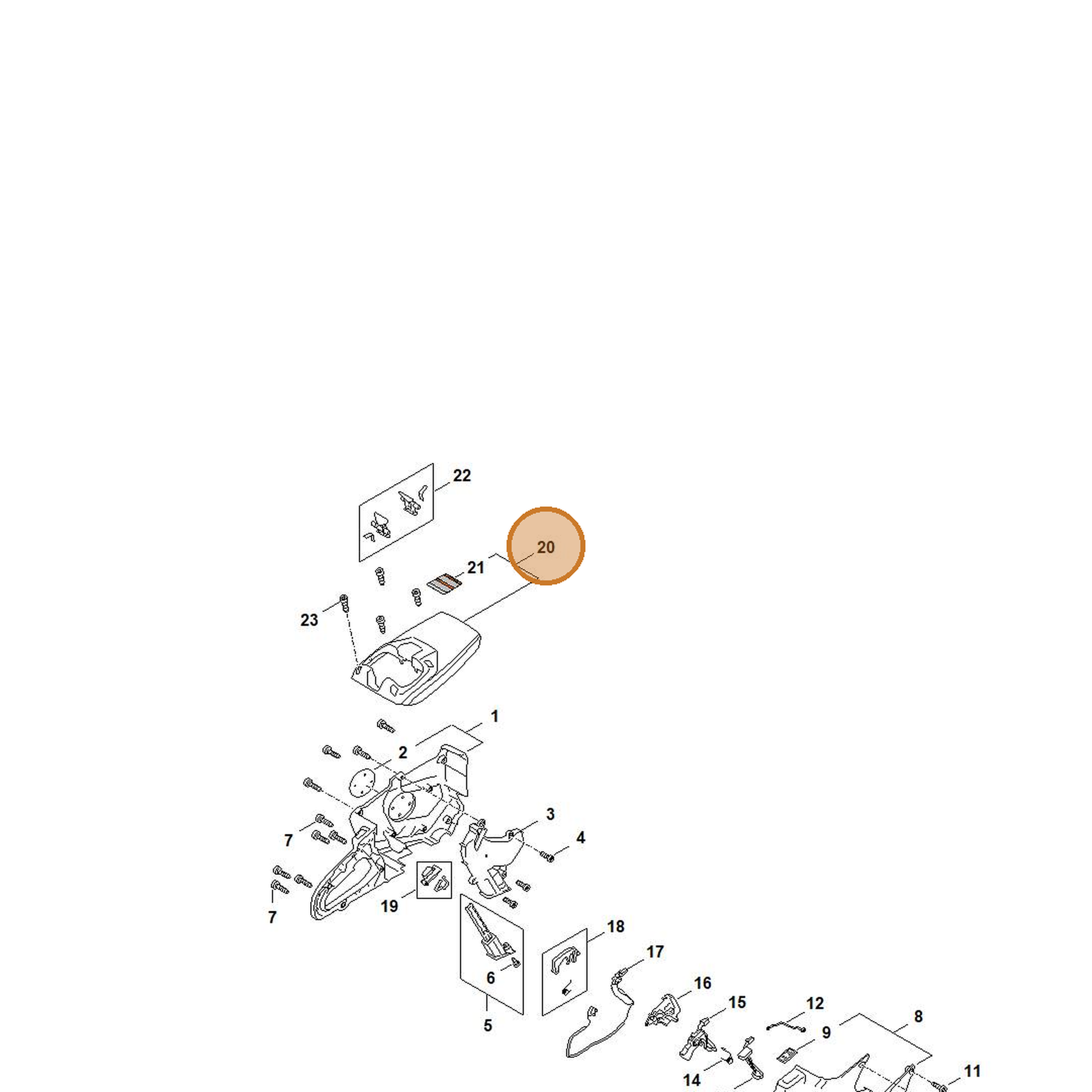 STIHL part TA02-080-1601 — IPL diagram snippet (6x zoom, amber highlight)