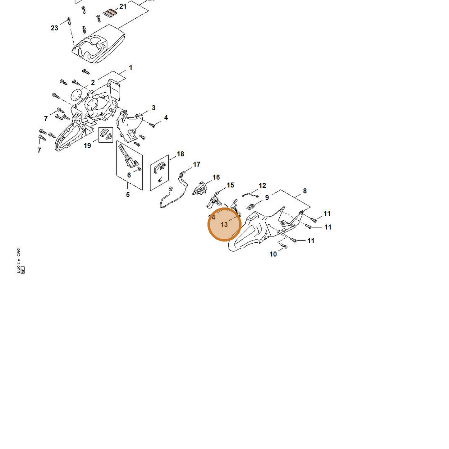 STIHL part TA02-430-1410 — IPL diagram snippet (6x zoom, amber highlight)