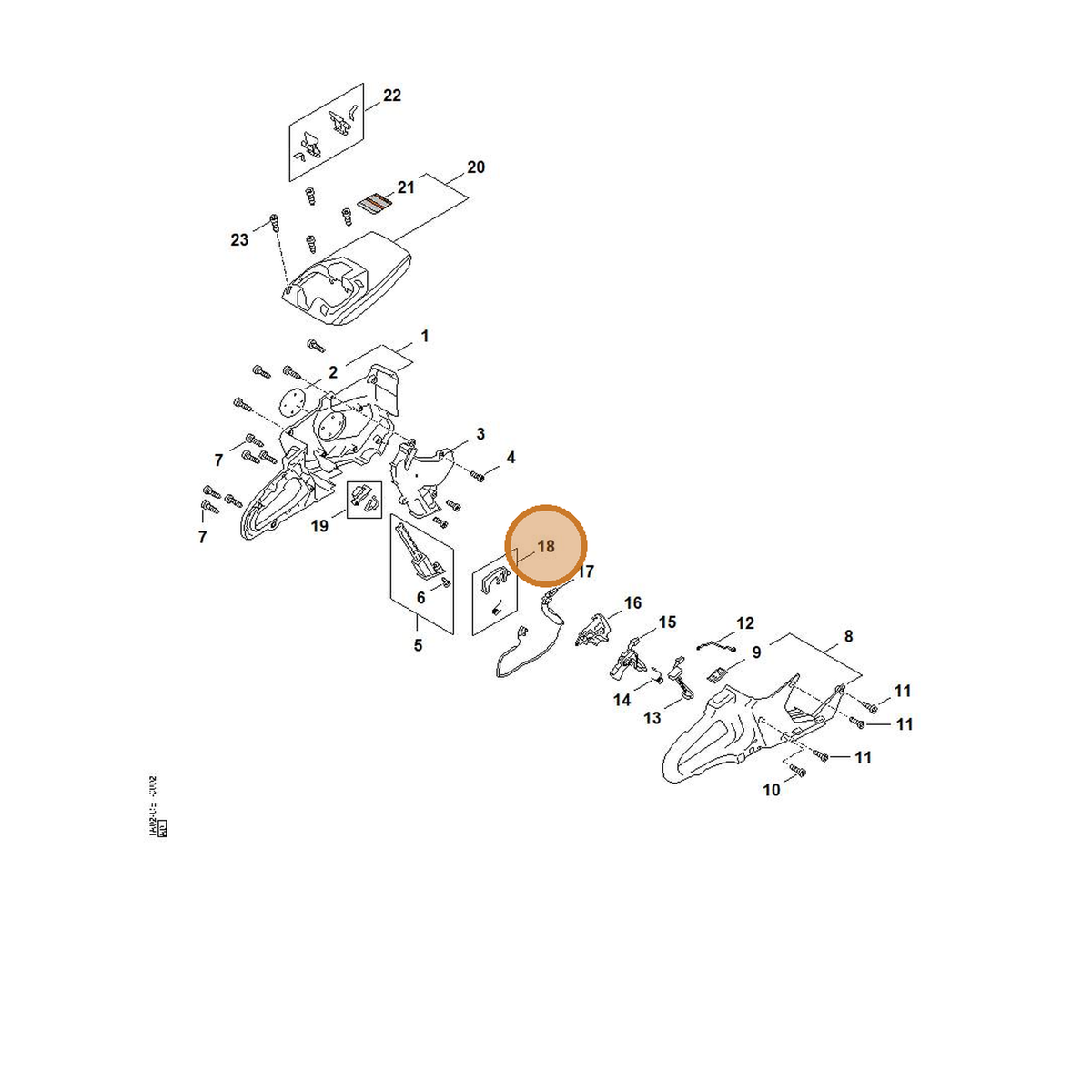 STIHL part TA02-430-6300 — IPL diagram snippet (6x zoom, amber highlight)