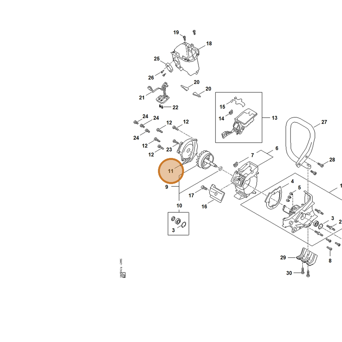 STIHL part TA02-600-4400 — IPL diagram snippet (6x zoom, amber highlight)