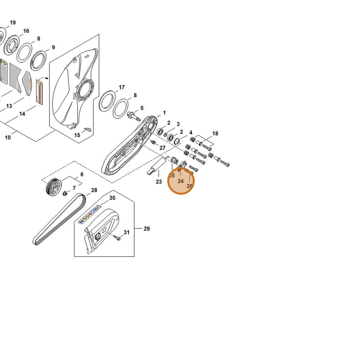 STIHL part TA02-664-4200 — IPL diagram snippet (6x zoom, amber highlight)