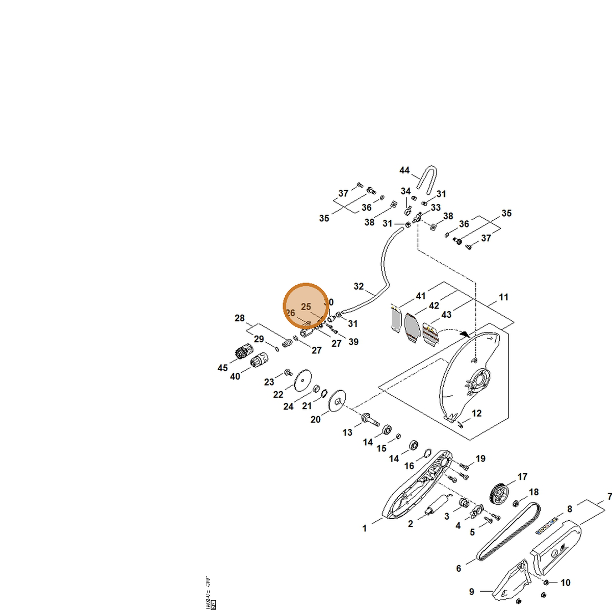 STIHL part TA02-692-0500 — IPL diagram snippet (6x zoom, amber highlight)