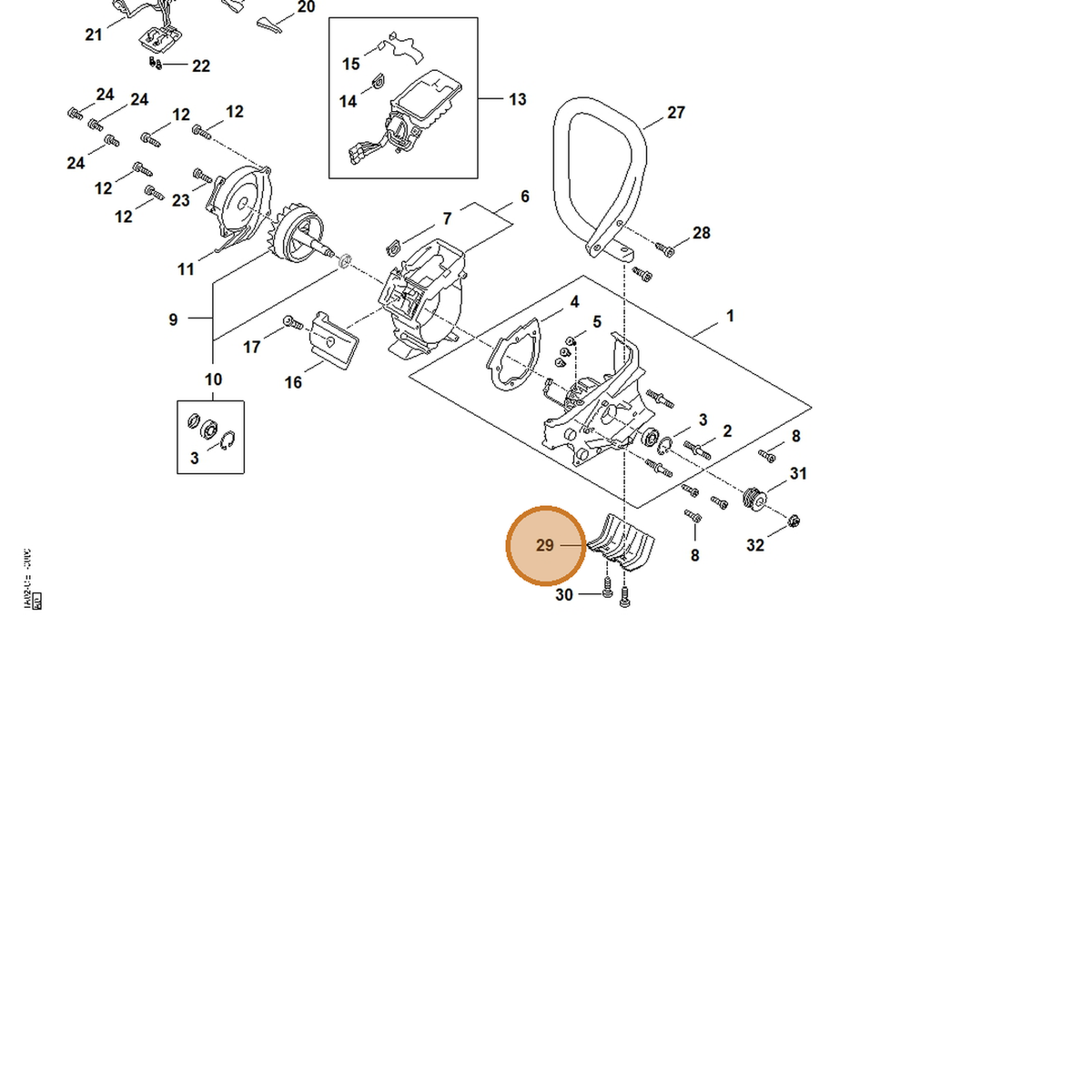 STIHL part TA02-692-7600 — IPL diagram snippet (6x zoom, amber highlight)