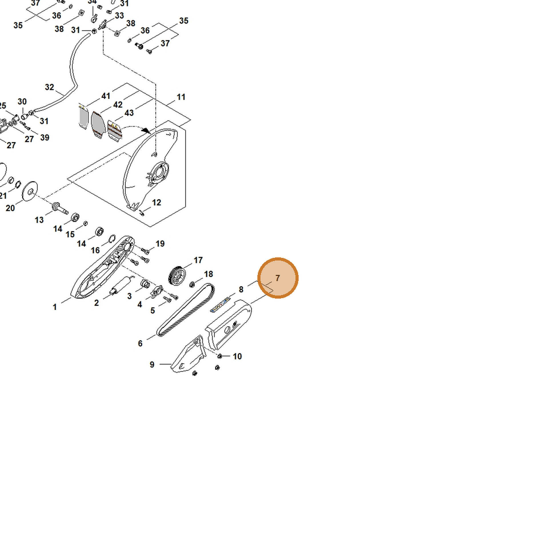STIHL part TA02-700-8101 — IPL diagram snippet (6x zoom, amber highlight)
